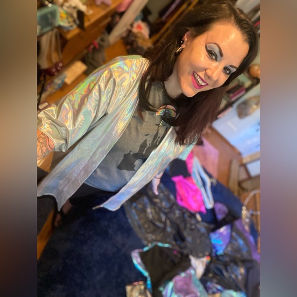 1 Etsy ThatElectricTouch Holographic Iridescent Kimonos Fit A Size L Female $135 - Picture 12 of 17